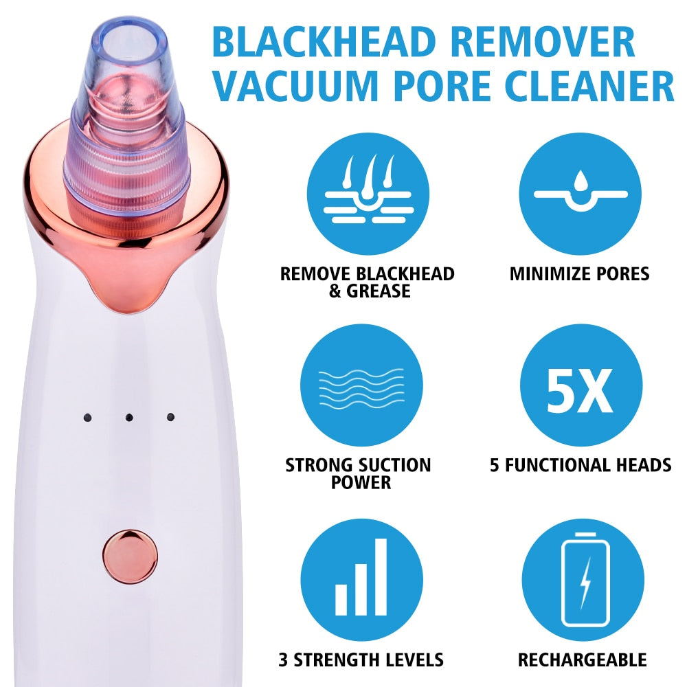 Blackhead Remover Vacuum Acne Pimple Removal Suction + Free Blackhead Removal Tool Kit